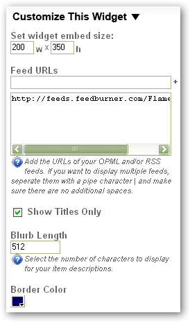 RSS Feed Widget Customization