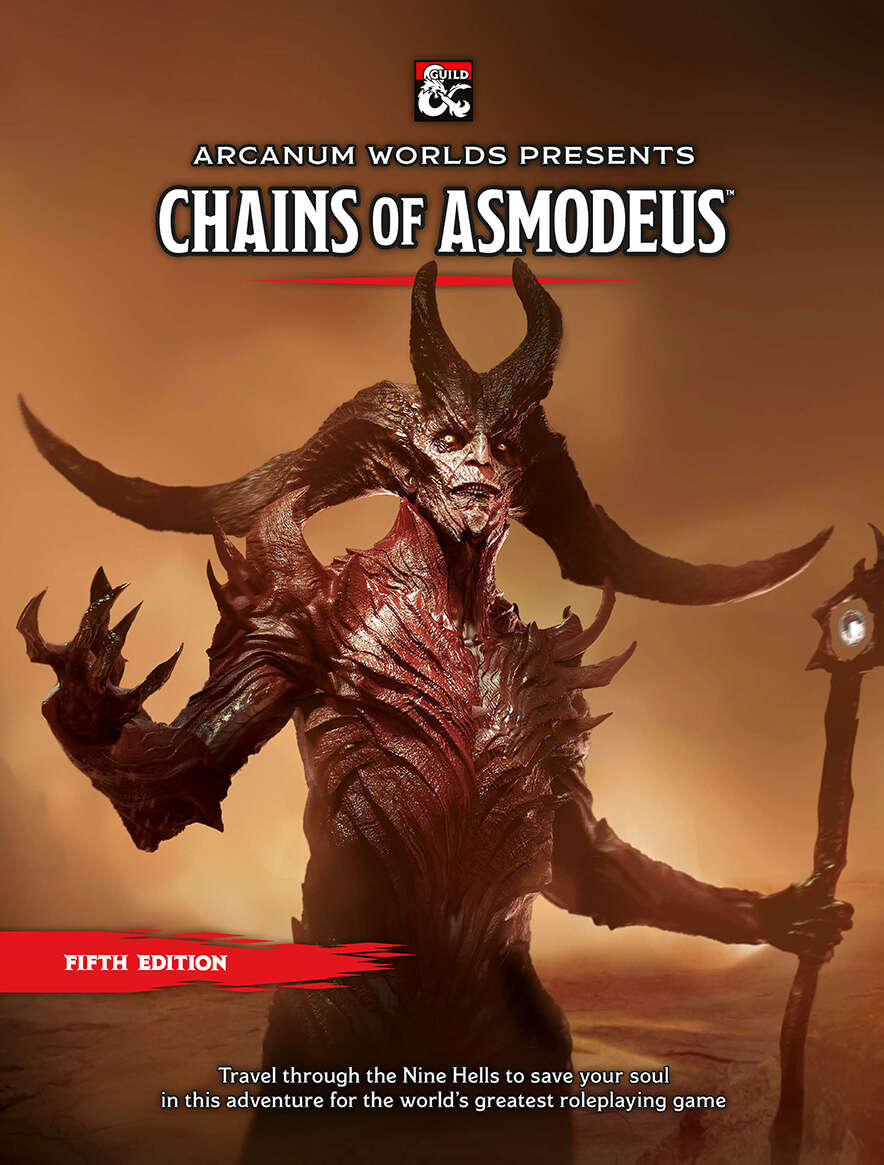 Arcanum Worlds Presents Chains of Asmodeus | Art of a large horned demon
