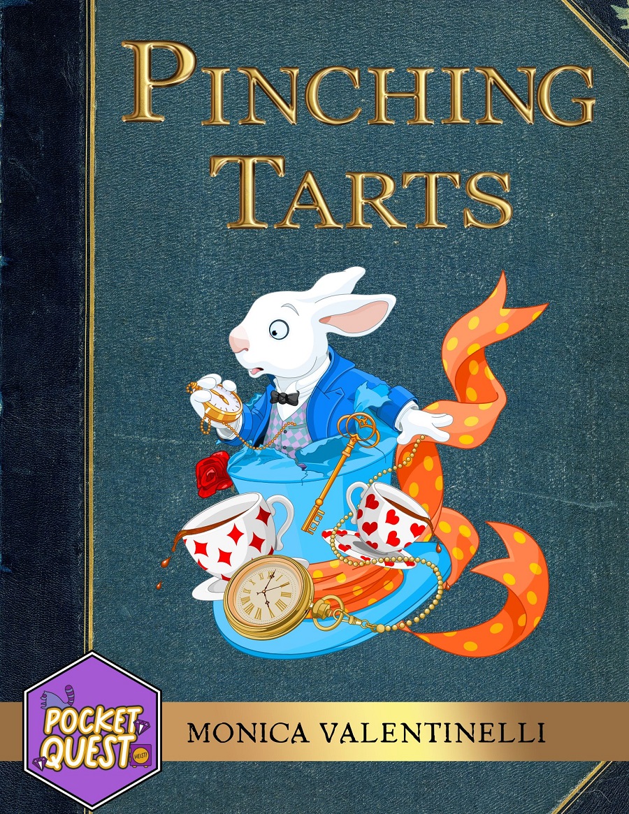 Pinching Tarts Cover Art | White Rabbit from Alice in Wonderland | PocketQuest Monica Valentinelli