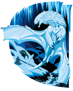 Illustration of a white dragon by Ed Kwong