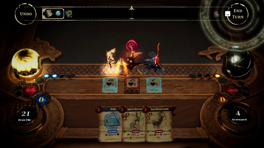 Screenshot of The Killing Stone gameplay from Steam featuring card placement